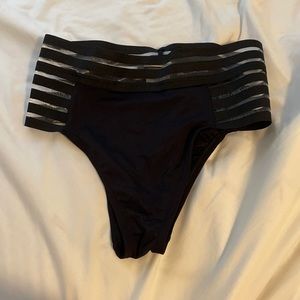 Coast Lines Solid Mesh Elastic Bikini Bottoms